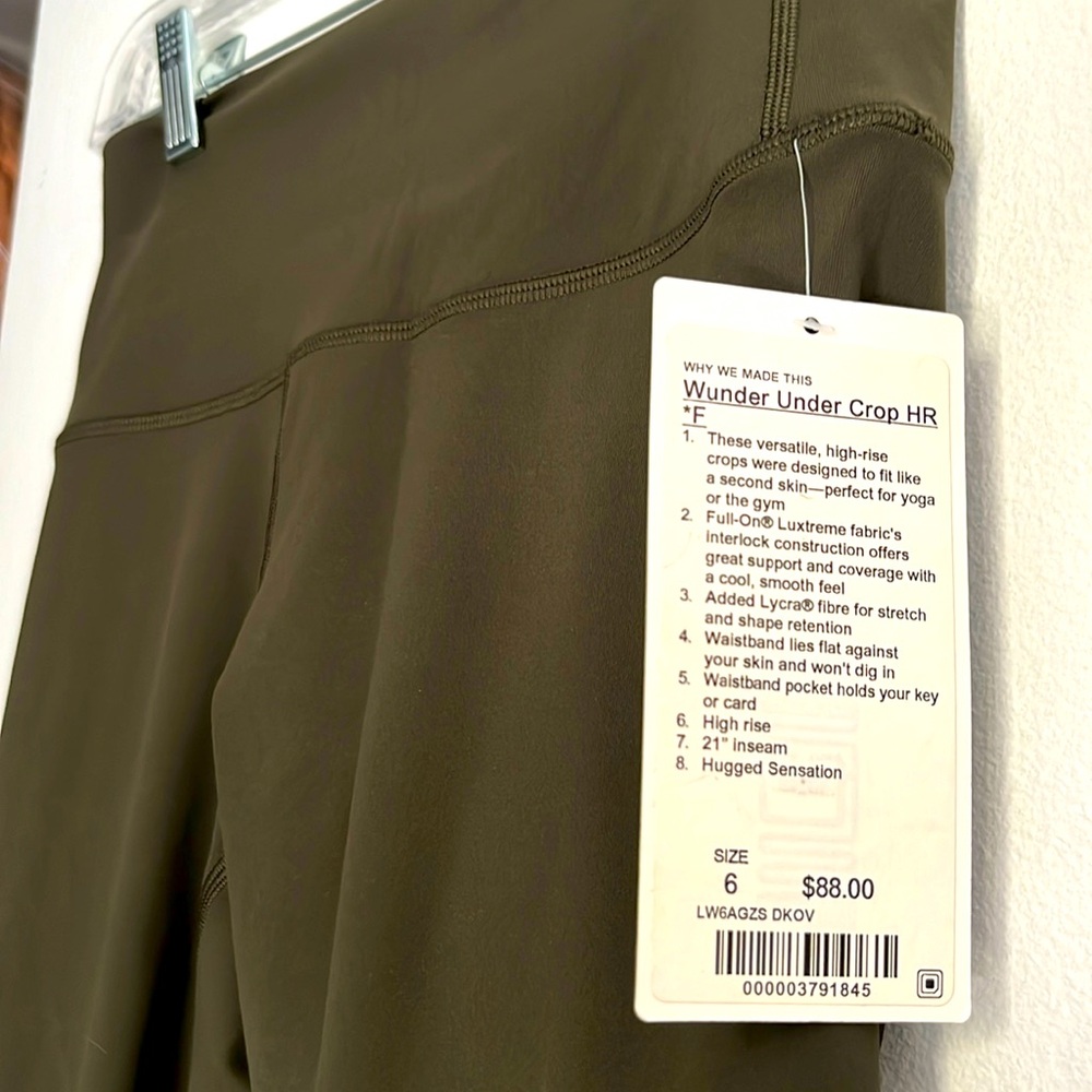 Lululemon Wunder Under Crop in Olive NWT